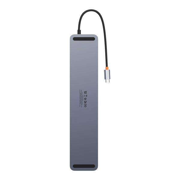 1022305-3-12w1-hub-podstawka-pod-notebooka-usb-c-usb-a-dp-hd-baseus-hurtownia-sklep 12in1 rumbas stends zem USB-C USB-A DP HDMI SD TF RJ45 3,5mm Jack Pd 100W pelēkā piezīmju grāmatiņa