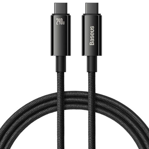 Kabelis USB-C 480MB/s 240W volframa zelts 1m melns