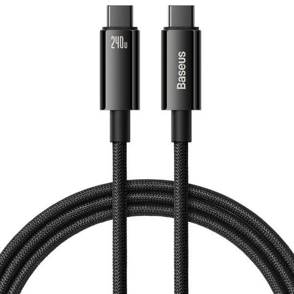 Kabelis USB-C 480MB/s 240W volframa zelts 1m melns