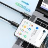 Kabelis USB-C 480MB/s 240W volframa zelts 1m melns