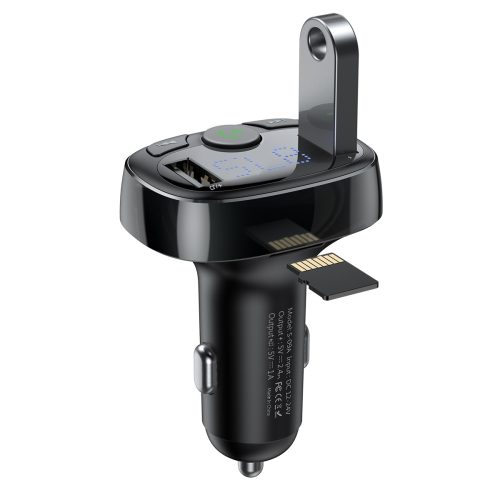 FM Bluetooth raidītājs TF SD kartes automašīnas lādētājs 2x USB melns