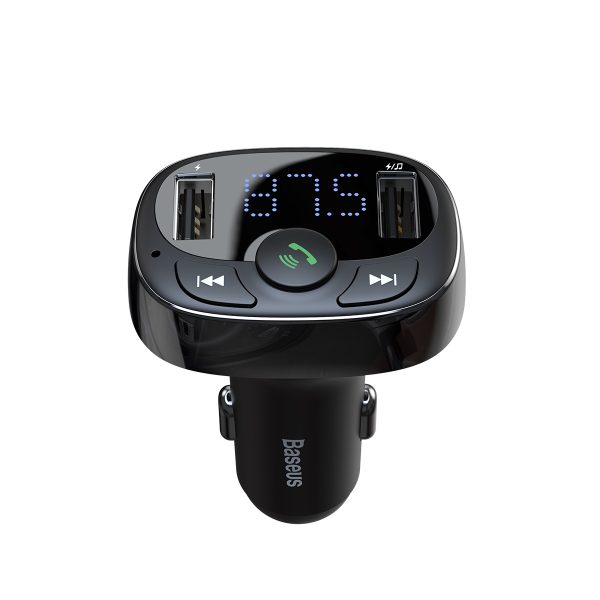 FM Bluetooth raidītājs TF SD kartes automašīnas lādētājs 2x USB melns