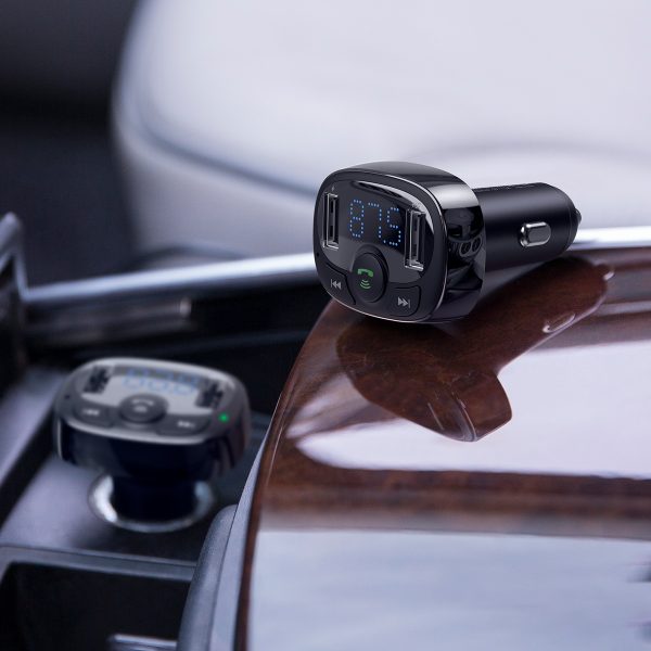FM Bluetooth raidītājs TF SD kartes automašīnas lādētājs 2x USB melns