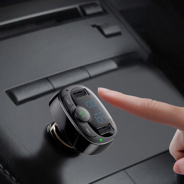 FM Bluetooth raidītājs TF SD kartes automašīnas lādētājs 2x USB melns