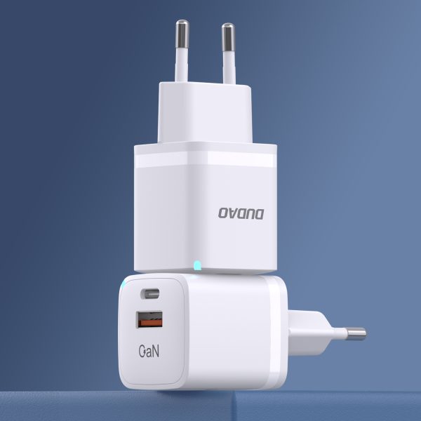 1022317-2-ladowarka-sieciowa-gan-33w-pps-usb-c-usb-a-biala-dudao-hurtownia-sklep GAN 33W PPS USB-C USB lādētājs