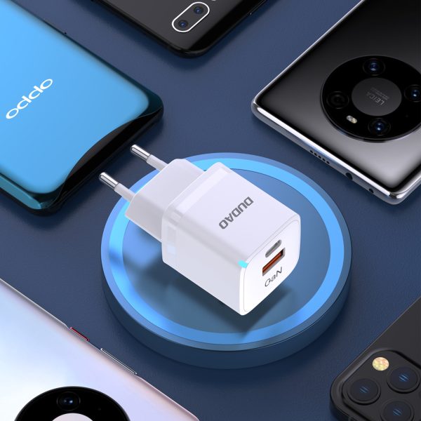1022317-8-ladowarka-sieciowa-gan-33w-pps-usb-c-usb-a-biala-dudao-hurtownia-sklep GAN 33W PPS USB-C USB lādētājs