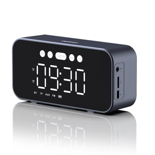 6in1 pulksteņa modinātājs FM Bluetooth skaļrunis Aux karšu lasītājs TF SD sudrabs