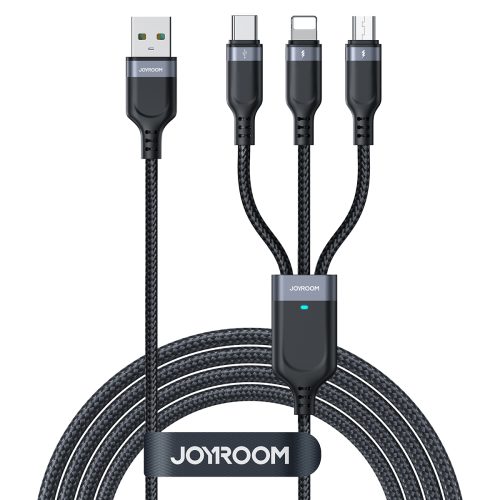 3in1 kabeļa USB daudzfunkcionālā sērija Kabelis zibens USB-C Micro USB 30cm melns 3in1 kabeļa USB daudzfunkcionālā sērija Kabelis zibens USB-C Micro USB 30cm melns