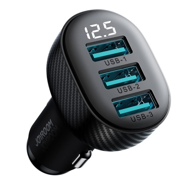 Automašīnas lādētājs 3.4A ar 3x USB-A-A displeju