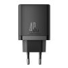 Ātrs tīkla lādētājs 40W 2x USB-C QC PD Black