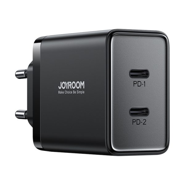 Ātrs tīkla lādētājs 40W 2x USB-C QC PD Black