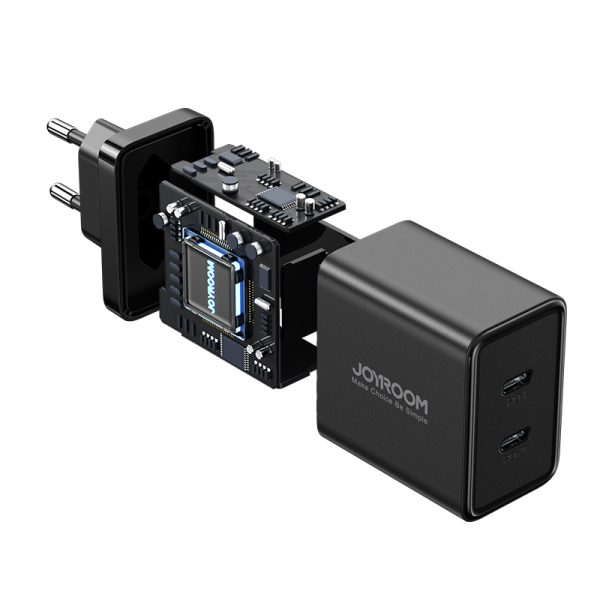 Ātrs tīkla lādētājs 40W 2x USB-C QC PD Black