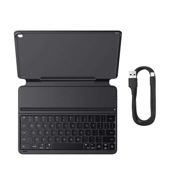 Lieta ar tastatūru iPad 10.2 '' 2019-2021 + USB-C spožuma sērijai Melnais kabelis