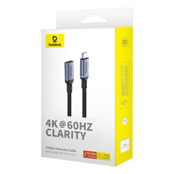 USB-C 10Gbps 0,5m melna kabeļa kabeļa paplašināšanas kabelis