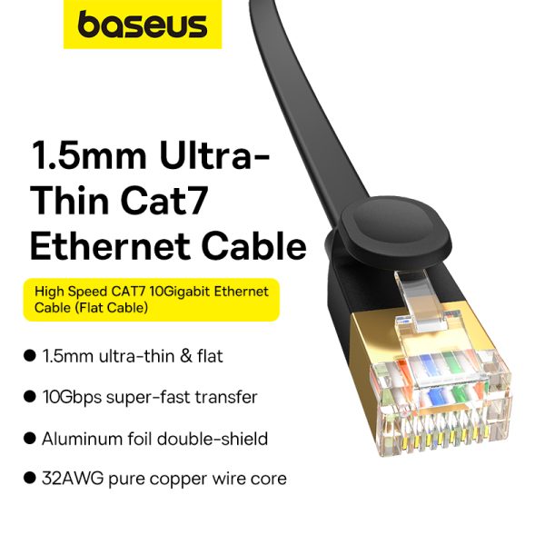 Ātra plāna tīkla kabelis RJ45 CAT. 7 10gbps 2m melns