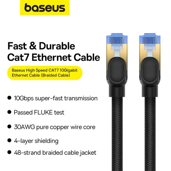 Ātrs tīkla kabelis LAN RJ45 Cat.7 10Gbps melns 8m melns