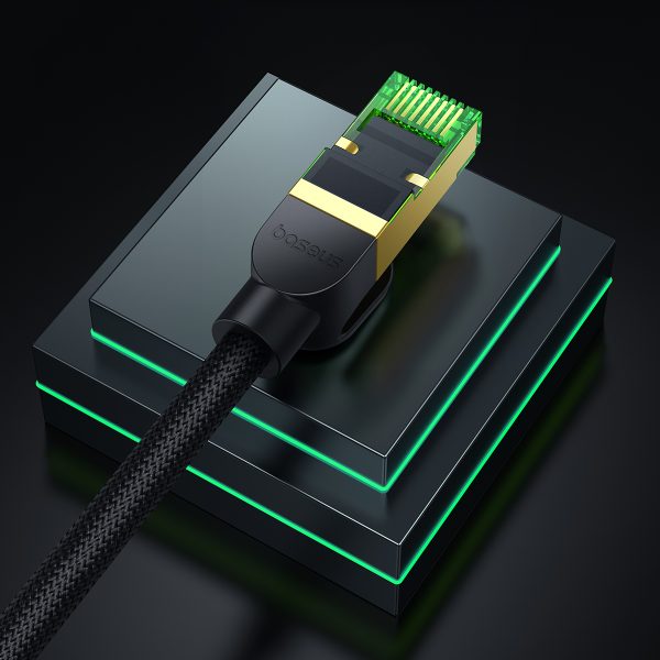 Ātrs tīkla kabelis LAN RJ45 Cat.8 40Gbps melns 1m melns