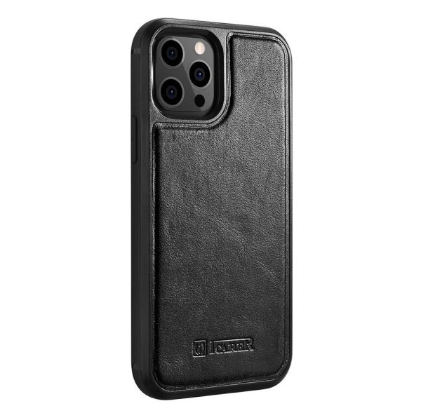 kas pārklāts ar dabīgu ādu iPhone 12 Pro Max Leather Eļļas vasks melns