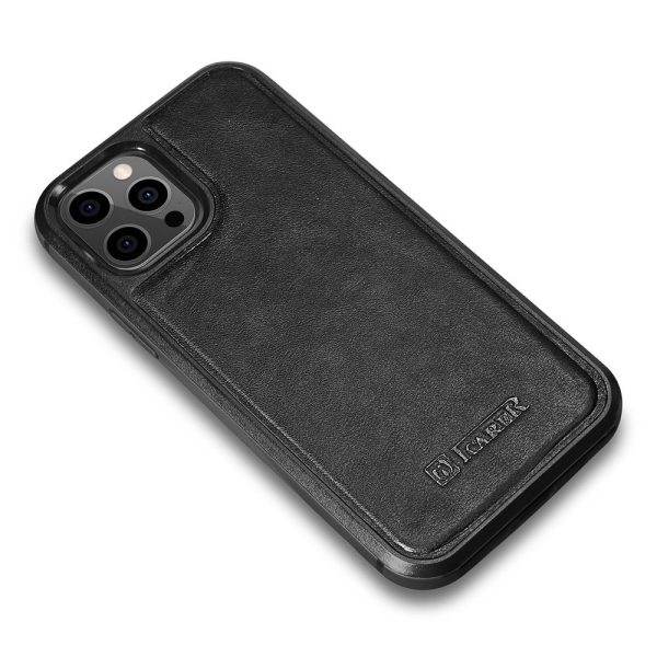 Korpuss, kas pārklāts ar dabīgu ādu iPhone 12 Pro Max Leather Eļļas vasks melns