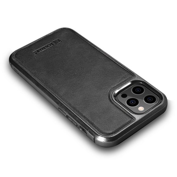 Korpuss, kas pārklāts ar dabīgu ādu iPhone 12 Pro Max Leather Eļļas vasks melns