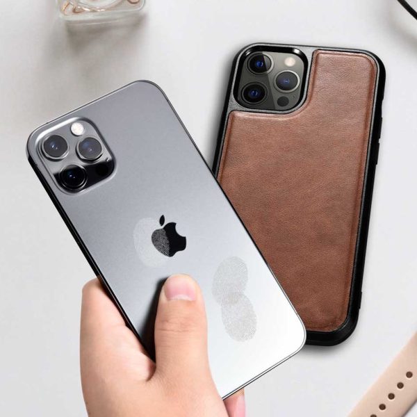 Korpuss, kas pārklāts ar dabīgu ādu iPhone 12 Pro Max Leather Eļļas vasks melns