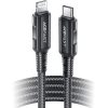 MFI kabeļa kabelis iPhone USB -C - Lightning 30W 3A 1,8m melns