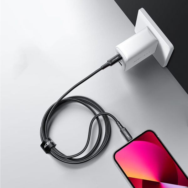 MFI kabeļa kabelis iPhone USB -C - Lightning 30W 3A 1,8m melns