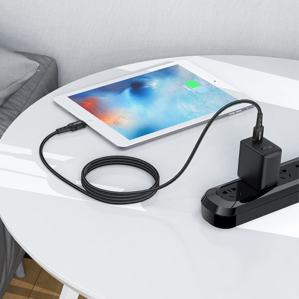 MFI kabeļa kabelis iPhone USB -C - Lightning 30W 3A 1,8m melns