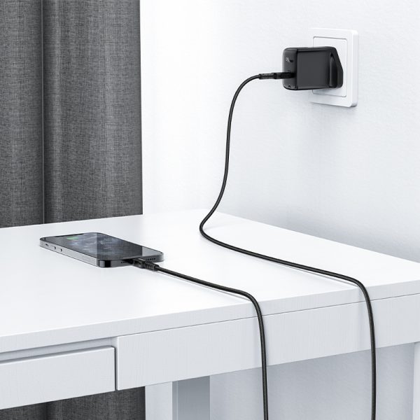 MFI kabeļa kabelis iPhone USB -C - Lightning 30W 3A 1,8m melns