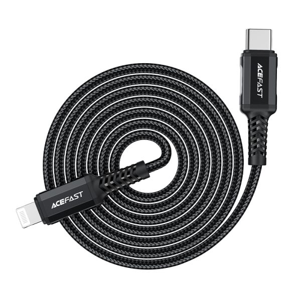 MFI kabeļa kabelis iPhone USB -C - Lightning 30W 3A 1,8m melns