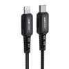 MFI kabeļa kabelis iPhone USB -C - Lightning 30W 3A 1,8m melns