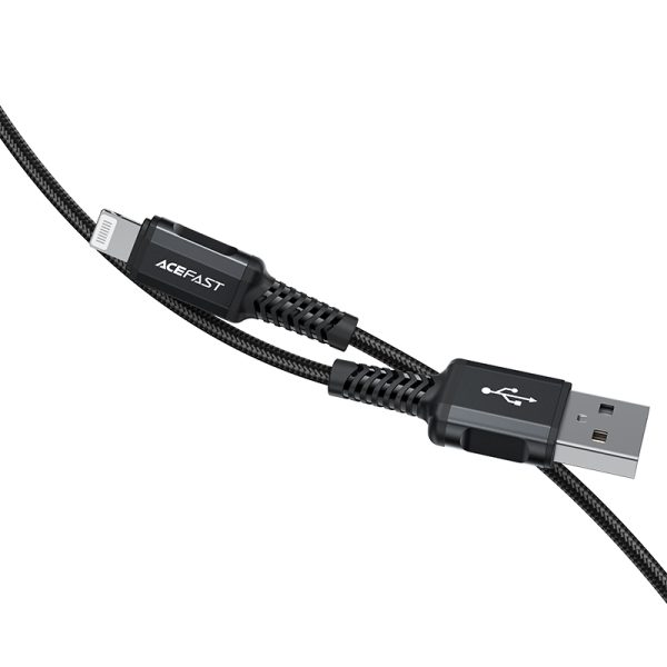 MFI kabeļa kabelis iPhone USB - zibens 2,4A 1,8 m melns