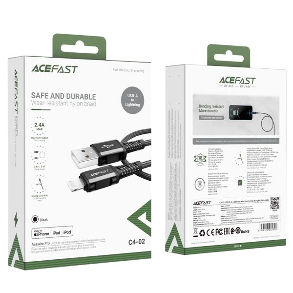 MFI kabeļa kabelis iPhone USB - zibens 2,4A 1,8 m melns
