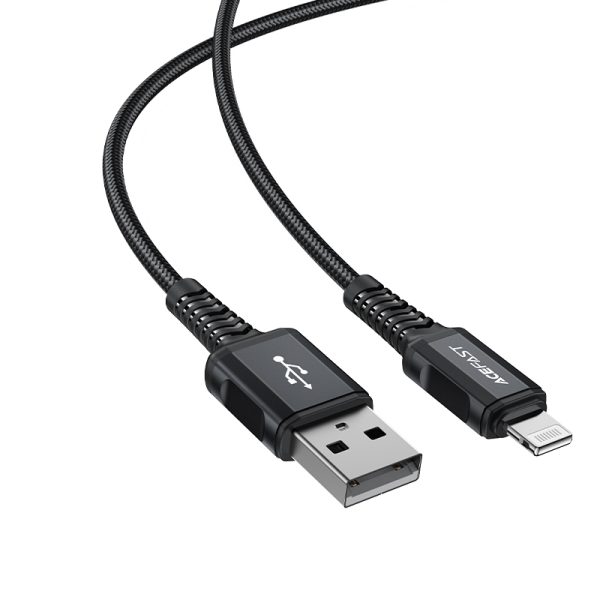 MFI kabeļa kabelis iPhone USB - zibens 2,4A 1,8 m melns