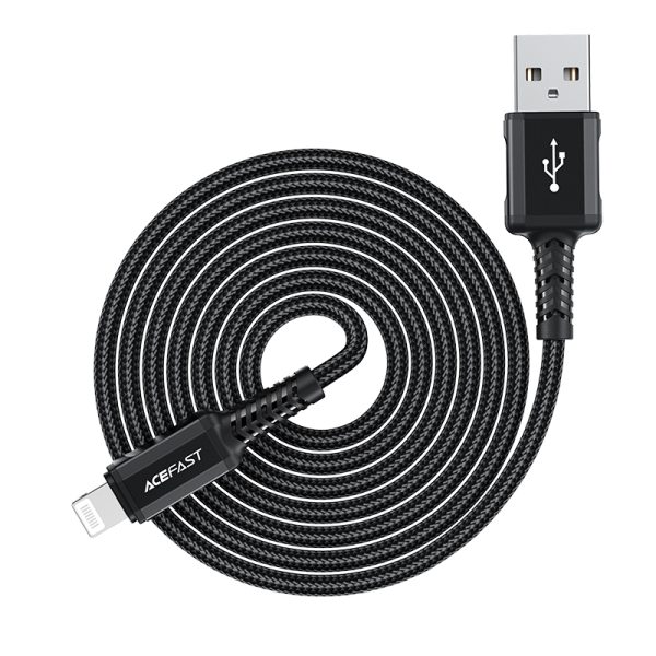 MFI kabeļa kabelis iPhone USB - zibens 2,4A 1,8 m melns