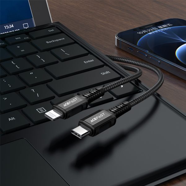 MFI kabeļa kabelis iPhone USB -C - Lightning 30W 3A 1,2m melns