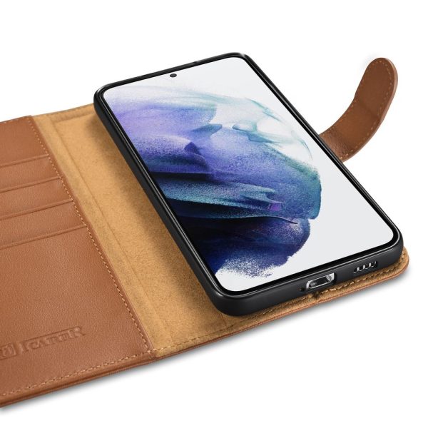 Ādas korpusa seifs Galaxy S22+ ādas seifam brūns