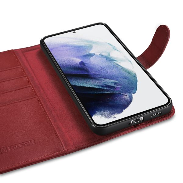Ādas korpusa seifs Galaxy S22+ ādas maka korpuss Bordowy