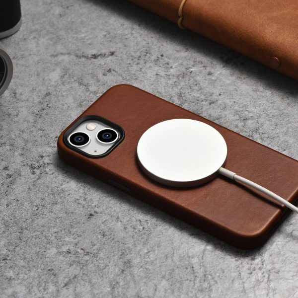Ādas korpuss iPhone 14 Plus magnētisks ar magsafe eļļas vaska premium ādas korpusa bronzu