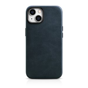 Ādas korpuss iPhone 14 Plus magnētisks ar magsafe eļļas vaska premium ādas korpusa flotes zilu