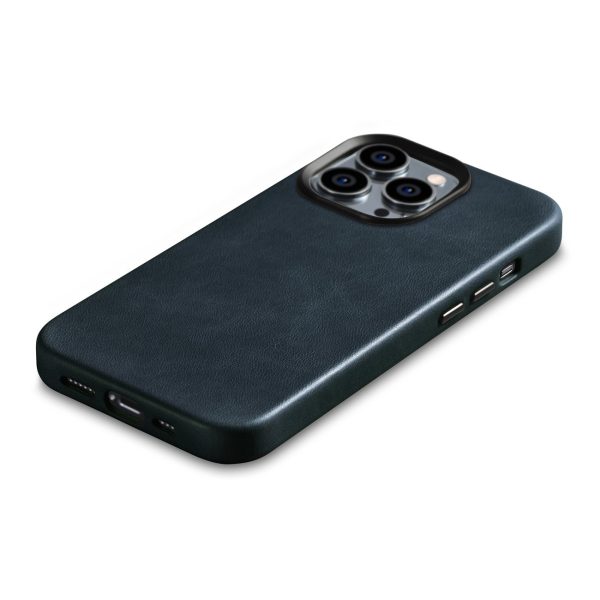 Ādas korpuss iPhone 14 Pro Max Magnetic ar magsafe eļļas vaska premium ādas korpusa flotes zilu