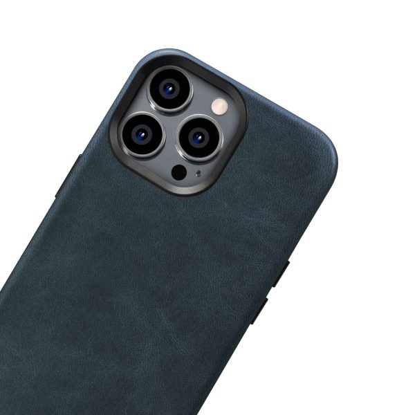 Ādas korpuss iPhone 14 Pro Max Magnetic ar magsafe eļļas vaska premium ādas korpusa flotes zilu