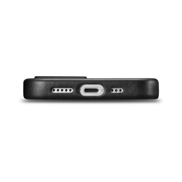 Dabiska ādas korpuss iPhone 14 magsafe korpusa ādas melns vāciņš