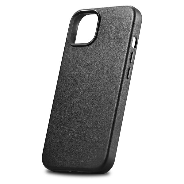 Dabiska ādas korpuss iPhone 14 magsafe korpusa ādas melns vāciņš