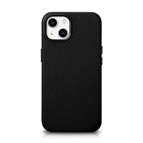 IPhone 14 magnētiskās ādas korpuss ar magsafe litchi premium ādas korpuss melns