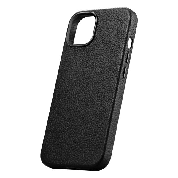 IPhone 14 magnētiskās ādas korpuss ar magsafe litchi premium ādas korpuss melns