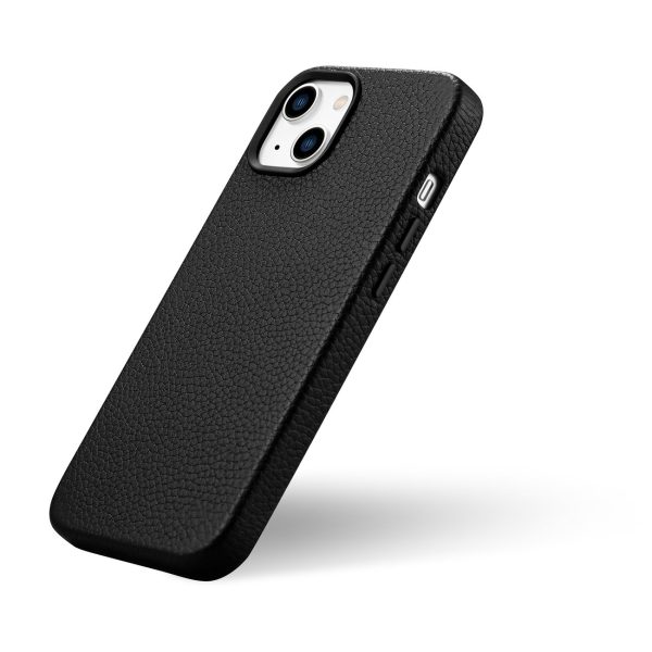 IPhone 14 magnētiskās ādas korpuss ar magsafe litchi premium ādas korpuss melns