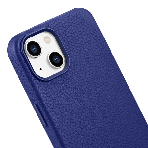 IPhone 14 magnētiskās ādas korpuss ar magsafe litchi premium ādas korpusa flotes zilu