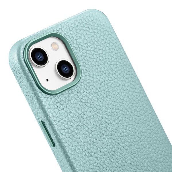 Ādas korpuss iPhone 14 Magnētiskais no Magsafe Litchi premium ādas korpuss zaļš
