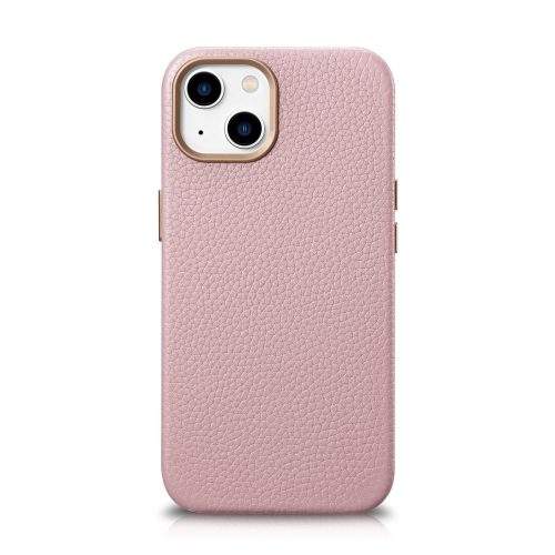 Ādas korpuss iphone 14 magnētiskais no magsafe litchi premium ādas korpusa rozā